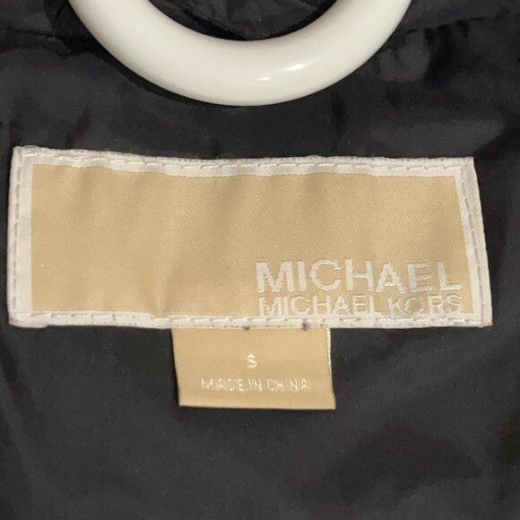 Michael Kors Black Quilted Nylon Down Fowl Fill Zip Up Det. Hood Coat Women's S - Picture 4 of 6